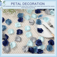 Tigeen 1200 Pcs French Dusty Blue Silk Rose Petals Artificial Flower Petals for