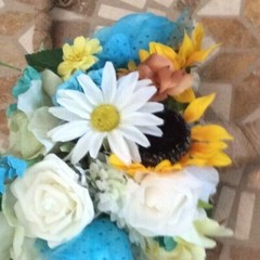 Wedding flowers bridal bouquets decoration sunflowers lavender teals