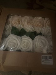 artificial Flowers 24 Pcs Wedding Roses with stems elegant cream chrysanthemum