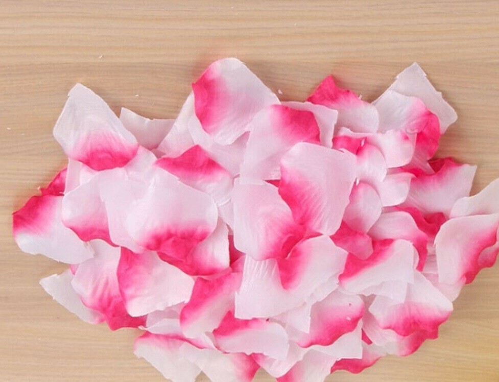 100 – new – SILK – DEEP PINK ON LIGHT PINK ROSE PETALS