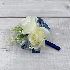 Ansuma Ivory Rose Flower Wrist Corsage Boutonniere Set Bridesmaid Wrist