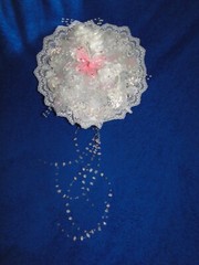 New Stunning Handmade Iridescent white floral and Pink Butterfly Bridal Bouquet