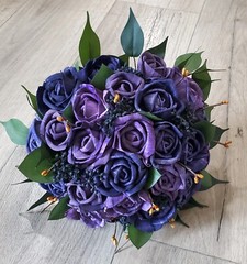 Purple Rose Bridal Bouquet Sola Wood Flower Bridesmaid Wedding Decor Bouquet