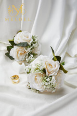 6.5″ Ivory Bridesmaid Bouquet Set of 6 – Elegant Artificial Flowers
