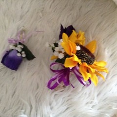 Wedding flowers bridal bouquets decoration sunflowers lav purple 7 bouquet