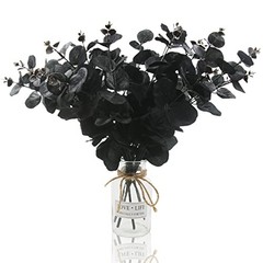 6 Pcs Artificial Black Eucalyptus Stems – 14″ Leaves – Branches