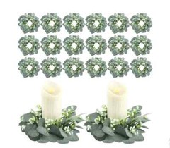 Panelee 20pcs Wedding Candle Rings – Boho Eucalyptus Leaf Wreath Holders