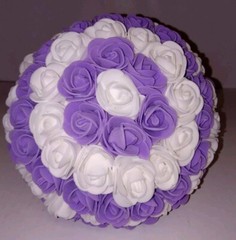 A Lot (2) Of Bridesmaids Bouquet Purple & White 10″
