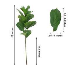 Green 2 Bushes 25″ Artificial Fiddle Leaves Stems Party Decorations Supplies