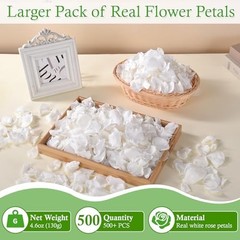 500+ PCS Preserved White Rose Petals for Wedding, Baby Shower, Table Decor