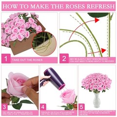 Hananona 50 Artificial Roses in Bulk, Fake Silk Pink Roses Realistic Roses for