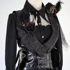 Gothic Black and Red Wrist Corsage and Boutonniere Set for Weddings and Prom