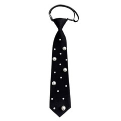 Black Pre-tied Ties with Artificial Pearls Adjustable Uniform Neckties C