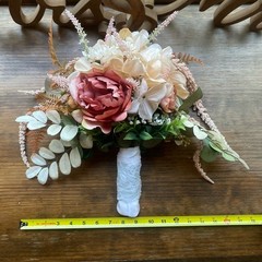 Bridal Wedding Bouquet Exquisite Budget Handmade Faux Floral Champagne Red/ Pink