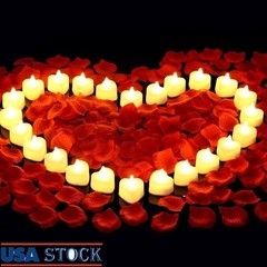 Romantic LED Candle & Rose Petals Set Weddings Dates Celebrations Decor New