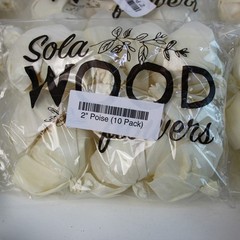 Sola Wood Flowers Lot 12 Packs Ivory Cream 1.5″ Magnolia 2″ Poise 10ct