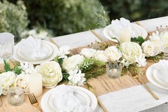 DearHouse 2Pack Artificial Peony Flower Garland – Silk 72 inches, White