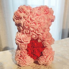 23*20*12CM Rose Bear Teddy Artificial Foam Flower Valentines Gift Wedding Decor