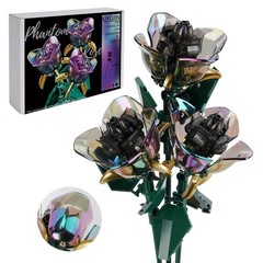 Rainbow Rose Flower Bouquet Building Set – 120pcs Botanical Decor, Compatible wi