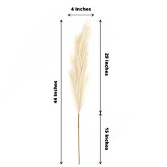 3 CREAM 44″ ARTIFICIAL Pampas Grass SPRAYS Faux Plant STEMS Party Decorations