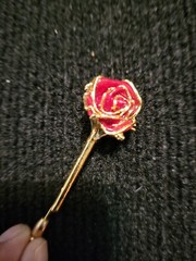 Rose Boutonniere 24kt Gold Plated VTG 80s