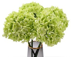 High Details Hydrangea Silk Flowers (About 225 Petals Each Light Green