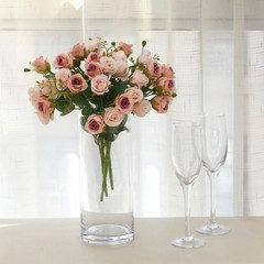 BLUSH 2 Bouquets 12″ Faux Open Roses Artificial FLOWER Bushes Party Events