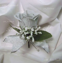Silver~Rose Bud~Open Rose Pin Boutonniere~Pin corsage~Wrist corsage~Wedding~Prom