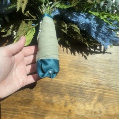 Bridal Wedding Bouquet Hand made Budget Friendly Faux Flowers White Blue