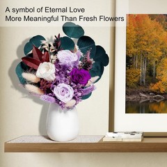 Bonsion Preserved Flowers Bouquet for Delivery, Purple Rose