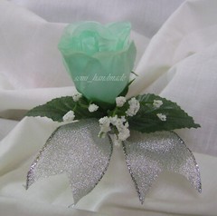 Teal*Wrist*Pin*corsage*Boutonniere*with silver ribbon*Prom*Wedding*Quinceanera