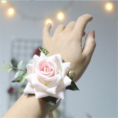 Flower Wrist Corsage Bridesmaids Decor Prom Party Pearl Wedding Bead Bracelet