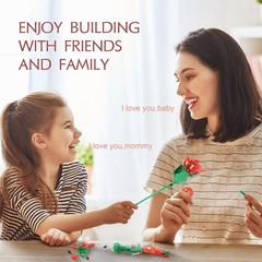 Artistic 3-Flower Rose Building Set with LED Lights – Gift for Her & Loved Ones