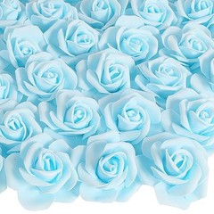 100PCS Foam Roses Artificial Flowers Blue Foam Flowers Bulk Stemless Baby Blue