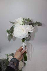 Wedding Artificial Flower Bouquet Lot of 3 Bridesmaid Bridal Flower Girl WHITE