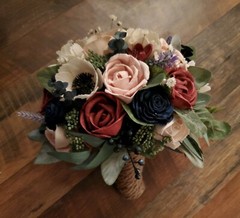 Navy Blue Burgundy Pink Bridal Bouquet White Anemone Sola Wood Wedding Flowers