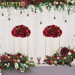 Burgundy Rose Flower Balls – 10 Pcs 15.7″ Faux Floral Arrangements for Weddings