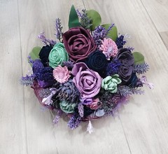 Purple Bridal Bouquet Sage Green Plum Lavender Sola Wood Flower Navy Bridesmaid