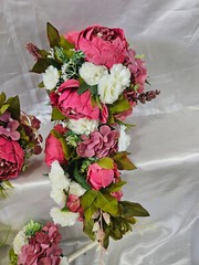 Wedding Bouquet Set, Pink, Dusty Pink, Ivory, Cream, Cascade Bouquets, Teardrop