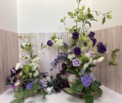 Two Wedding Shower Shades Of Purple Silk Flower Arrangements Box 1