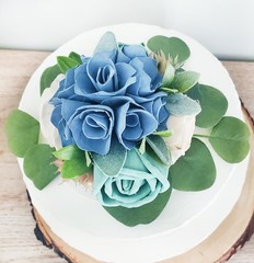 Dusty Blue Cake Topper Sage Succulent Wedding Artificial Shower Sola Wood Decor