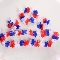 SUMERSHA 5 Set 20pcs Red White and Blue Flower Leis Patriotic 4th of July Decora
