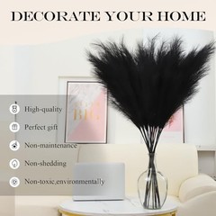 43″ Pampas Grass Tall – 8 PCS Faux Pampas Grass Decor Artificial Pampas Black