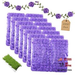 1000 Pcs 0.6 Inch Mini Fake Rose Head with Gauze Small Foam 15. Purple