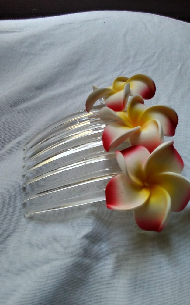 Bali Bridal Wedding Party Foam 3_Flower Hair Yellow White Red Plumeria