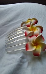 Bali Bridal Wedding Party Foam 3_Flower Hair Yellow White Red Plumeria