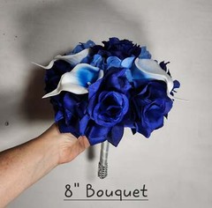 Royal Blue Rose Calla Lily Bridal Wedding Bouquet Accessories