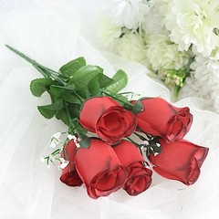 84 Black and Red SILK ROSE BUDS Wedding Flowers Bouquets Decorations on SALE