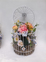 Wedding Decor Birdcages w/ Silk Flowers – Set Of 5