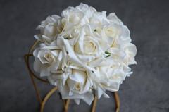 Set of 6 Real Touch Ivory Roses Bridesmaid Bouquets for Wedding Prom